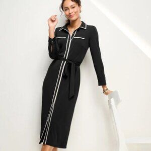 Talbots Black Jersey Shirtdress - Ivory Tipped Size LP